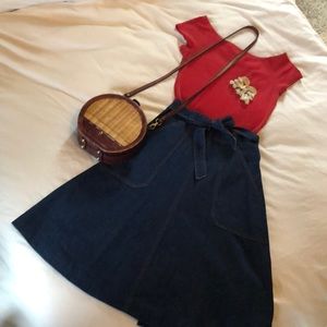 Vintage denim handmade wrap skirt